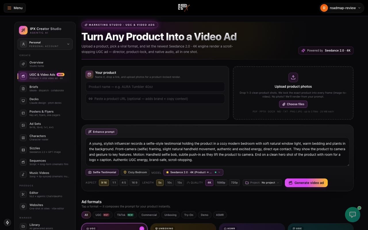 UGC & Video Ads — Product to Viral Ad in 4K preview