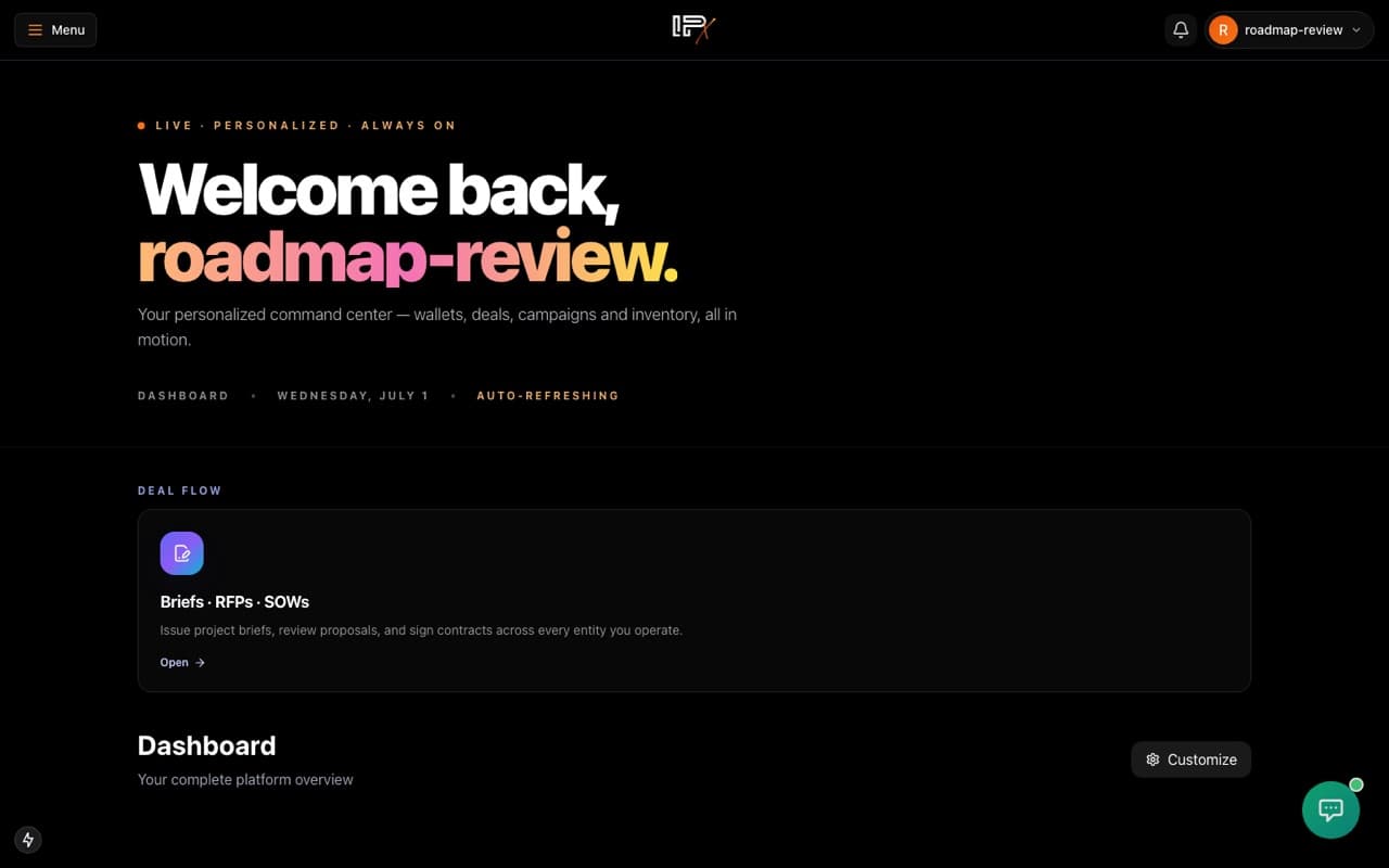 Command Center Dashboard screenshot